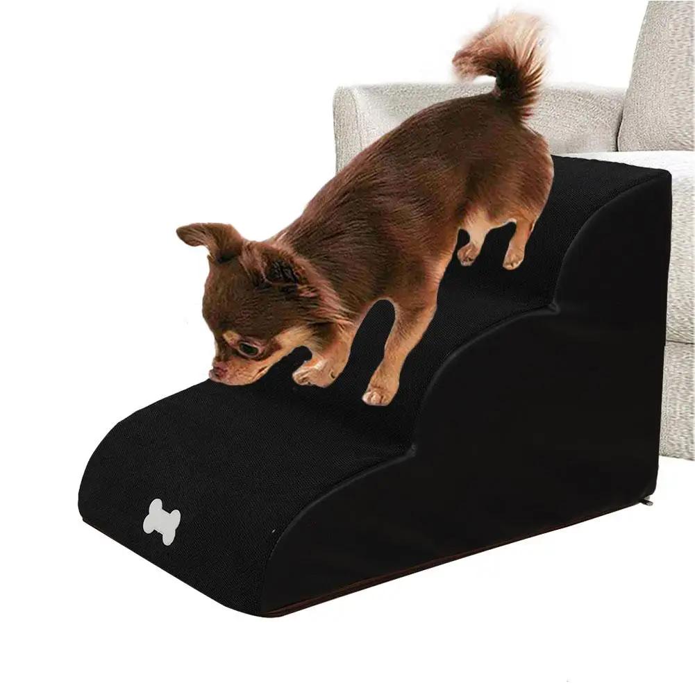 Melhor cão escadas pet 3 passos escadas para pequeno cão gato casa do cão animais de estimação rampa escada anti-deslizamento removível cães cama escadas pet abastecimento - Image 1