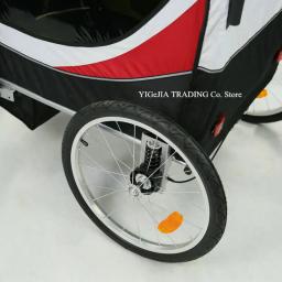 Gêmeos Trailer de Bicicleta com Capa de Chuva, 2 em 1, Assento Duplo, Kids Wagon, 20 Polegada Big Wheel Bike Carrier, Converte para Stroller, Jogger - Image 4