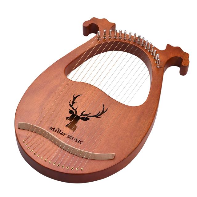 Lira Harpa Ammoon 16 Cordas de Madeira Maciça com Martelo de Tuning e Acessórios para Iniciantes