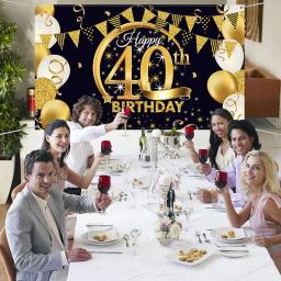 40 ° kit de decoração de festa de aniversário, balões metálicos dourados e azuis, guirlanda com plano de fundo para homens e mulheres, decoração de festa - Image 3