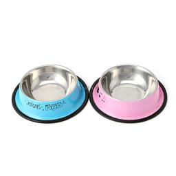 Produto para animais de estimação, tigela de aço inoxidável antiderrapante para comida de cachorro e gato, tigela de água, ferramenta de alimentação para animais de estimação, 2 cores - Image 1