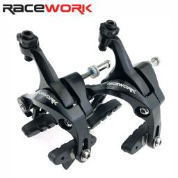 Racework pinça de pivô duplo para bicicleta de estrada, pinça de freio lateral de alumínio para corrida, dianteira e traseira com pastilhas de freio - Image 1