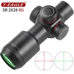 T-Eagle SR 2X28 Tactical Rifle Scope Vermelho Verde Retículo Airsoft Riflescope Esporte ao ar livre Caça Óptica Tiro Glock Gun Sight luneta t eagle - Image 1