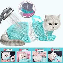 Multifuncional Pet banho malha saco para gato, ajustável, anti-risco, pull-resistente, poliéster grooming, lavar sacos, gato suprimentos - Image 3