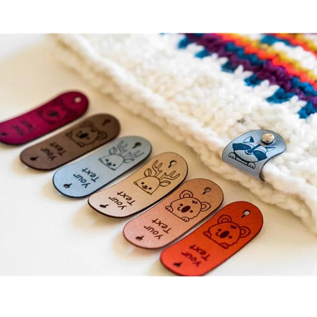 Etiquetas de Couro Personalizadas para Tricô e Crochê - 30 Peças para DIY com Logotipo para Roupas e Chapéus
