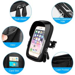 Suporte de telefone à prova d'água, bolsa de guidão de bicicleta e motocicleta com touch screen de 6.4 polegadas, para iphone 12pro samsung - Image 6