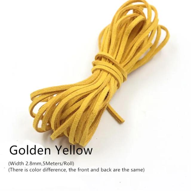 Microfibra de Couro Liso para Artesanato - Cordão de Suede Falso e Veludo, 3mm, 5m, Ideal para Beading e Decorações