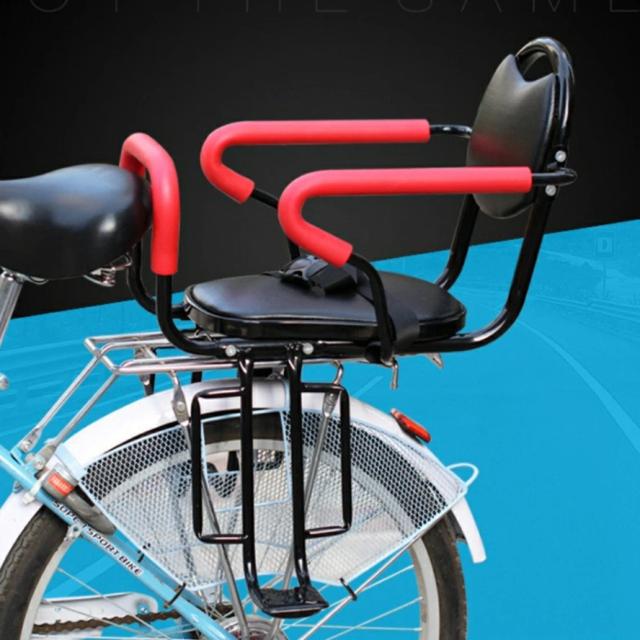 Sela de Couro PU para Bicicleta - Assento Traseiro Infantil e Almofada de Descanso