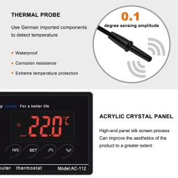 Controlador de temperatura impermeável digital, termostato do microcomputador para aquário, réptil, sensor NTC, AC-112, 30 pcs - Image 4
