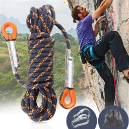 Cabo de segurança para escalada, corda de rapel, equipamento para esporte ao ar livre, preto e laranja, espessura de 8mm, 1pc, 5 m - Image 1