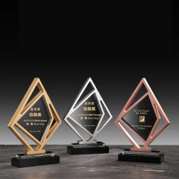 Personalizado Personalizado Metal Geométrico Forma Base De Cristal Troféu, Galvanoplastia Prêmio De Ouro, Lembrança Do Evento, Decoração De Casa - Image 4