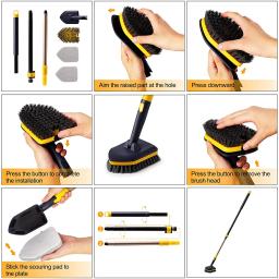 Escova de Limpeza do Piso com Pólo Telescópico Ajustável, Cerdas Stiff, Escovas, Tile Scrubber Tools, 2 em 1, 58,2 em - Image 5