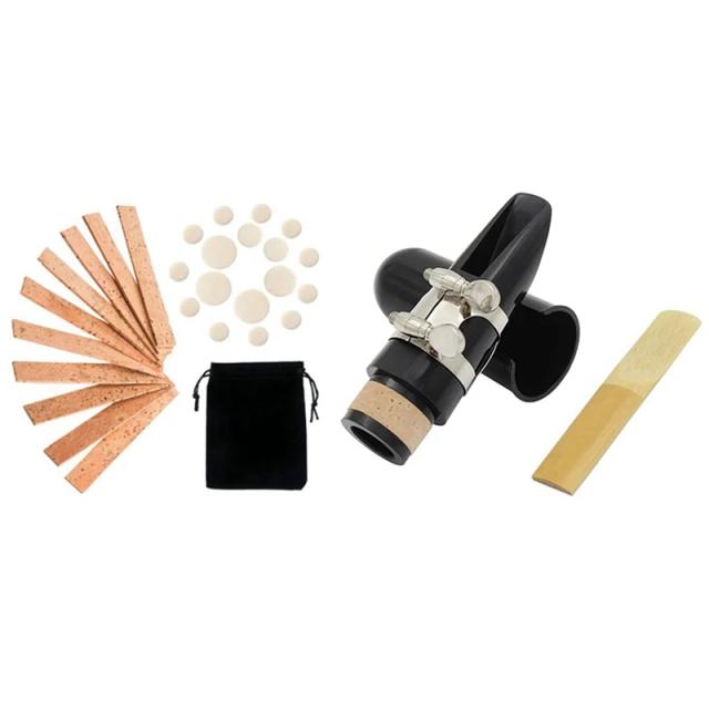 Conexão de Pescoço em Cortiça de Qualidade com 17 Almofadas para Instrumentos de Sopro e Kit Completo com Bocal, Ligadura e Reeds 2.5 para Clarinete