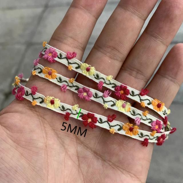 Jardas de 5mm em flores coloridas vintage com laço coreano - Acessórios de cabelo feitos à mão mjzdmh20081301