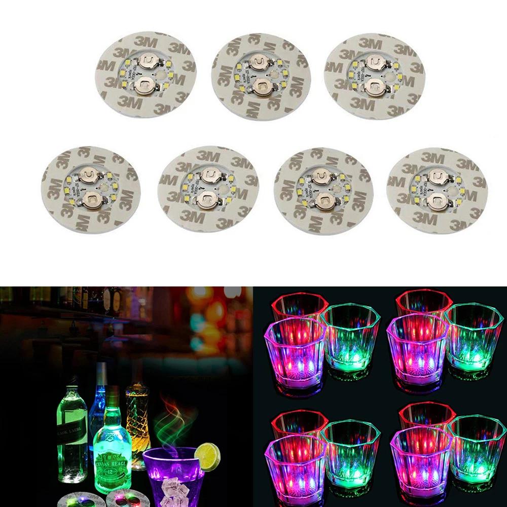 Mini Garrafa Adesivos com Luzes LED, Porta-copos, Light Up Coasters, Mat para Clube, Bar, Decorações de Festa de Casamento, 6LED, 1Pc - Image 1