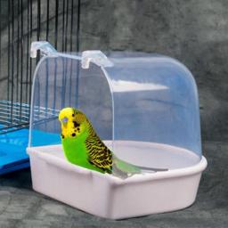 Caixa de plástico para banho de pássaros, 1 peça, para banheira de pássaros, para animais de estimação, tigela para pássaros, papagaio, pendurado, gaiola para banho de pássaros - Image 2