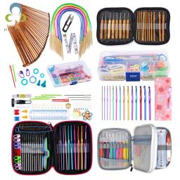 1 conjunto de ganchos de crochê conjunto com caso 14 estilos agulhas de tricô conjunto diy agulha artes artesanato tesoura marcadores ferramentas de costura yjn - Image 1
