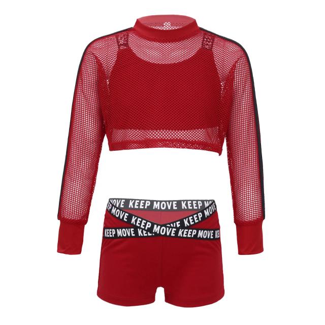 Conjunto de Dança para Meninas: Blusa Respirável, Regata Curta e Boyshorts para Hip Hop e Street Dance
