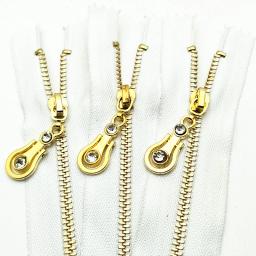 2-5pcs 18cm zíper de metal em nylon branco fechado com fecho automático processo de costura - Image 1