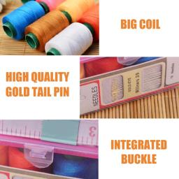 Ponto kits de costura para casa kit de costura acessórios básico profissional agulhas de costura e linha - Image 5