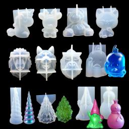 3d urso unicórnio chifre natal veados árvore gato coração amoroso leão lobo pato silicone sugarcraft molde fondant ferramentas de decoração do bolo - Image 1