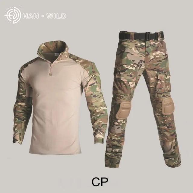 Uniforme Tático Militar para Forças Especiais: Calças de Camuflagem, Jaqueta e Equipamento de Proteção com Pistola de Ar