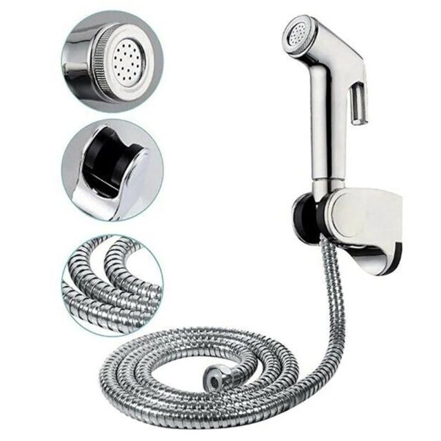 Chuveiro Higiênico Muçulmano com Bidé Sanitário e Douche Portátil - Spray de Jato Cromo com Luminária para Banheiro, 1.5 m