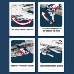 Blocos de construção de aviões militares para crianças Tomcat Fighter Model DIY Large Aircraft, brinquedos para meninos, presentes de aniversário, EUA F-14 - Image 4