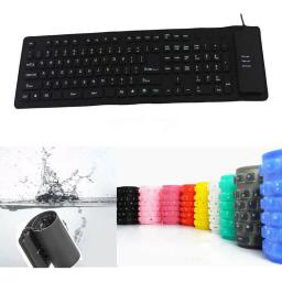 Teclado Dobrável de Silicone, Teclado Flexível, Com Fio USB, Portátil, Impermeável, PC, Notebook, 89-Teclas, 109 Chaves - Image 1