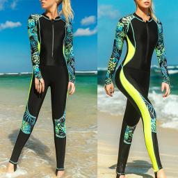 Roupa de mergulho de uma peça, mulheres, secagem rápida, manga comprida, proteção solar, traje de banho - Image 5