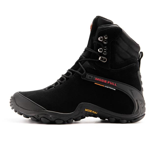 Botas de caminhada masculinas e femininas em couro à prova d'água para atividades ao ar livre