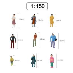 Escala 1:100/150/200 figuras em miniatura modelo pintado pessoas para ho estação de trem construção areia mesa cena diorama kits 50 pces - Image 3