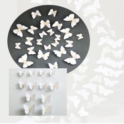 Branco 3D borboleta adesivos de parede, decalque 3D com ímã, arte criativa, animais adesivos de parede, decoração do quarto DIY, 12pcs - Image 3