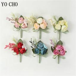 YO CHO-Corsage de pulso para casamento, madrinha, seda rosa flor, festa, baile, menina - Image 2