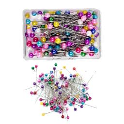 Alfinetes de costura multi-cores com cabeça de pérola redonda, pinos de costura para casamentos, corsage, floriculturas, costura com caixa, 38mm, 100/200 peças - Image 1