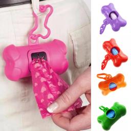 1pc cão de estimação forma de osso resíduos poo lixo dispensador caixa limpar sacos titular portador de lixo sacos de plástico para o animal de estimação sacos de resíduos - Image 1
