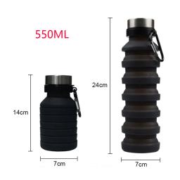 Garrafa de silicone retrátil portátil, garrafa de água dobrável, viagem ao ar livre, corrida, copo bebendo, esportes, 500ml, 550ml - Image 5