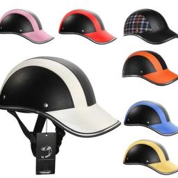 Boné de segurança ajustável de couro, capacete de beisebol para ciclismo, proteção solar ao ar livre, veículo elétrico, capacete protetor de bicicleta - Image 1