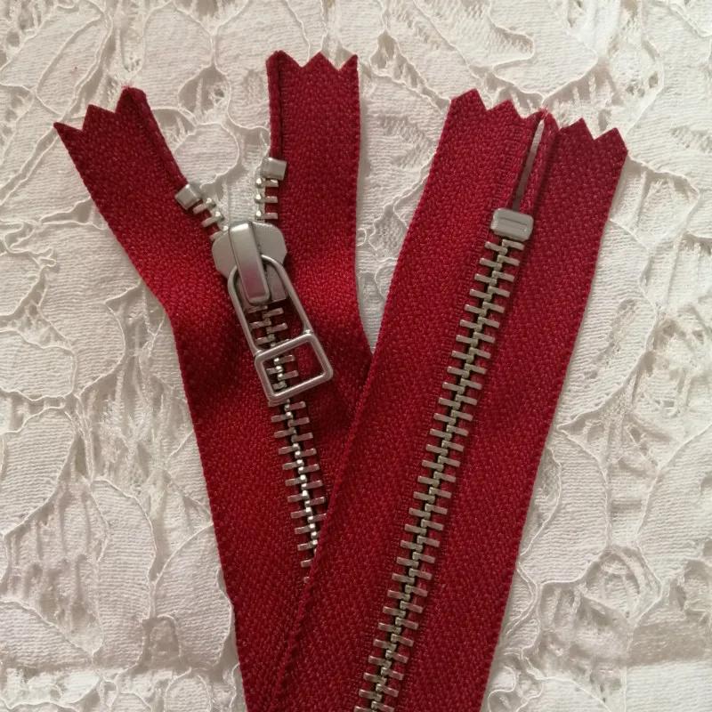 20 pçs/lote 5 #15 a 50cm ykk zíper de metal fechar final prendedor de cobre preto branco vermelho para saco de couro roupas costura acessórios - Image 1