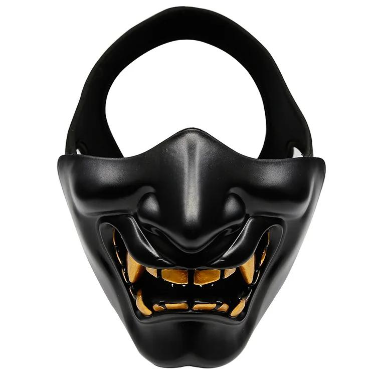 Crânio samurai paintball máscara meia face máscaras táticas wargame engrenagem traje de halloween cosplay máscara de caça - Image 1