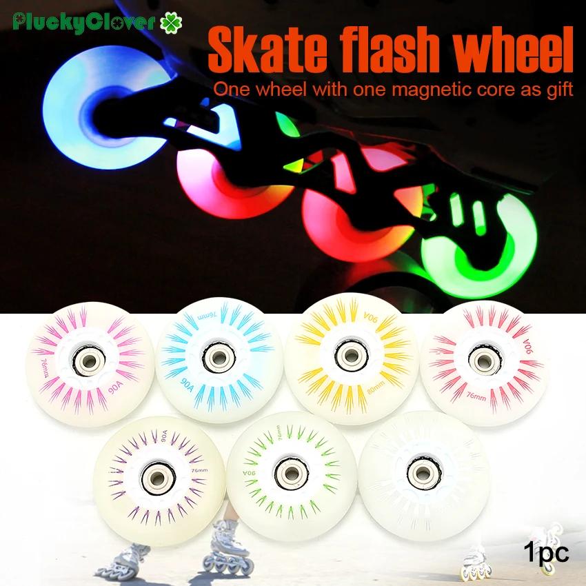 1pc patins piscando roda de rolo 60mm 64mm 68mm 70mm rolo inline freestyle slalom luminosa led luz brilhante roda brilhante - Image 1
