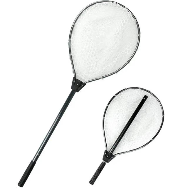 Rede de Pesca em Silicone com Vara Telescópica de Alumínio Anti-Gancho para Esportes ao Ar Livre no Inverno