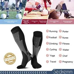 Meias de compressão para homens e mulheres, varizes, futebol, meias de futebol, corrida, meia de ciclismo, 30 mmHg, 3 pares - Image 2