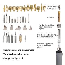 Kit de ferro de solda ajustável 60 W Conjunto de ferramentas elétricas de solda cautin com lápis de cor para pirografia - Image 4