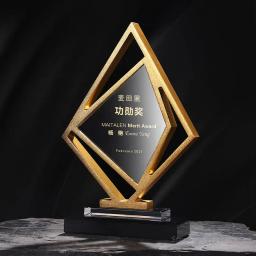 Personalizado Personalizado Metal Geométrico Forma Base De Cristal Troféu, Galvanoplastia Prêmio De Ouro, Lembrança Do Evento, Decoração De Casa - Image 1
