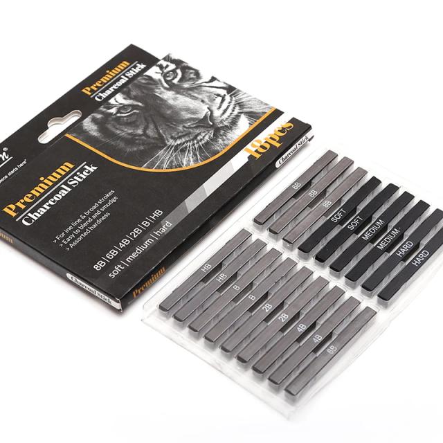 Conjunto de Lápis de Carvão Premium com 18 Peças para Desenho, Sombreamento e Artesanato DIY