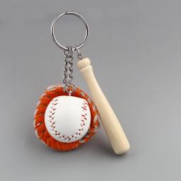 Mini luva de beisebol colorida 3d pu, bastão de madeira, chaveiro, presente para mulheres e homens, 11cm, 1 peça - Image 6