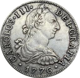 Collectible Moeda de Prata Banhada a Cuproníquel, México 1776, 8 Reales Carlos III Lembrança, Presente Velho, Copiar Moedas - Image 1