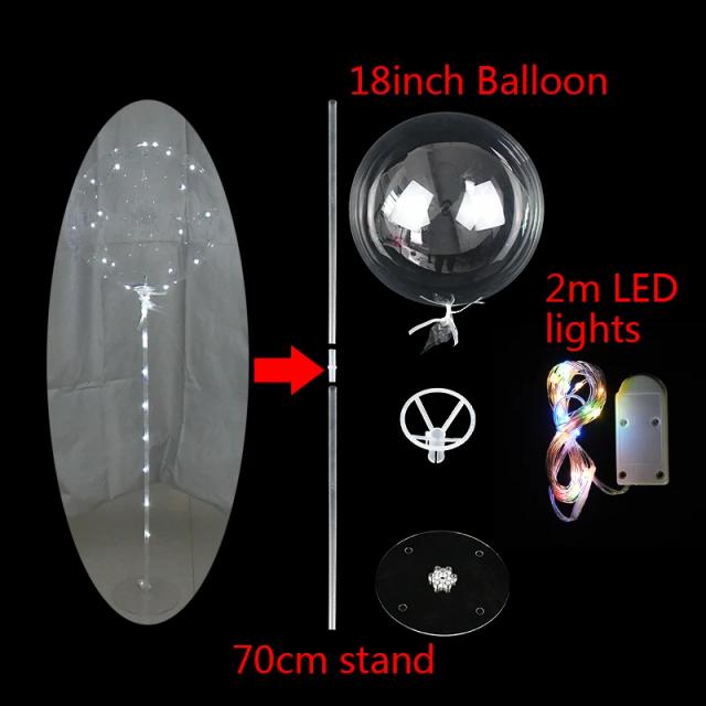 Conjunto de Balões Bobo Transparentes com Luz LED para Festas: Coluna Decorativa de 2m para Aniversários e Casamentos
