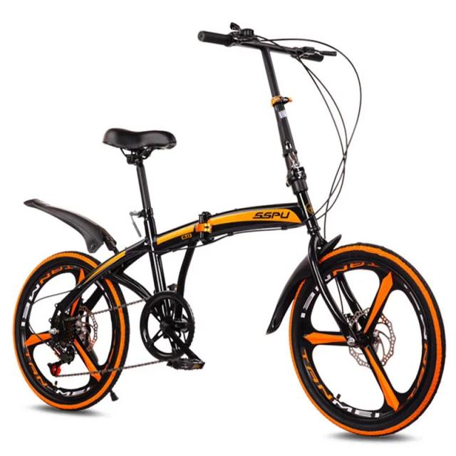 Bicicleta Dobrável Portátil 20 Polegadas com Freio a Disco e 7 Velocidades para Adultos e Crianças